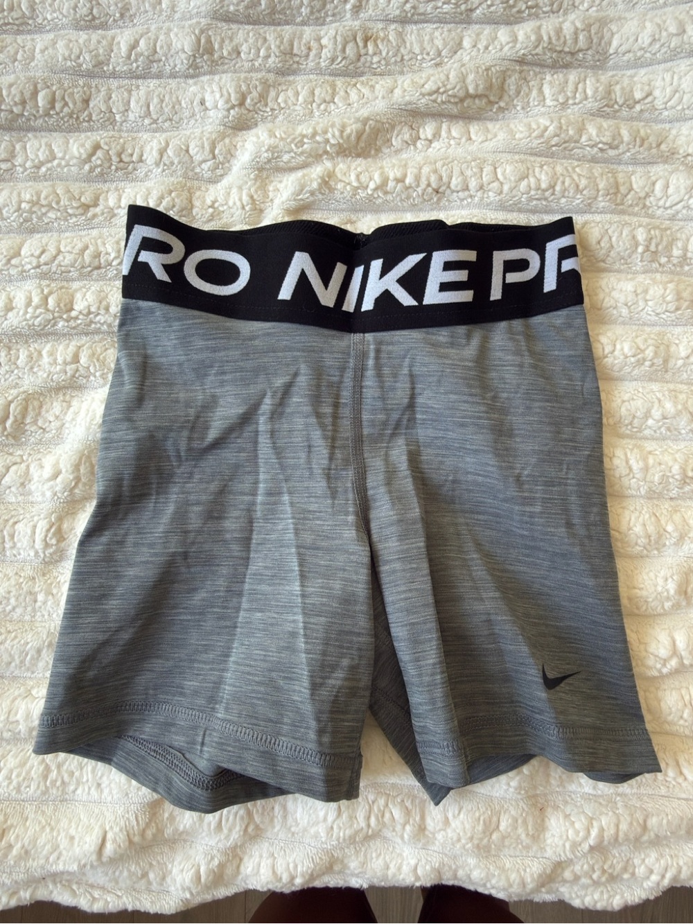 Nike Gray Pro Women's Bike Shorts with Branded Waistband